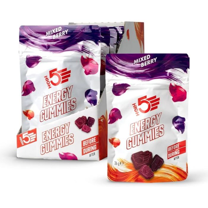 High5 Unisex Energi-chews Energy Gummies Berry - Box 10x26g Hvid