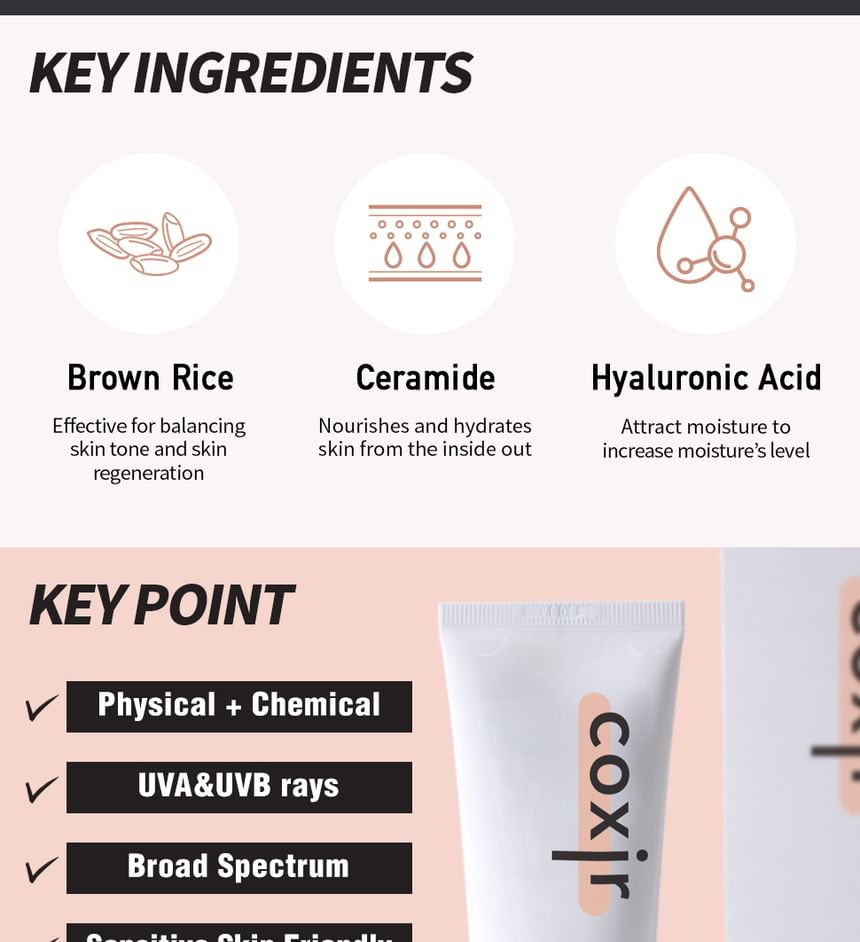 coxir - Bruine rijst ceramide zonnebrandcrème