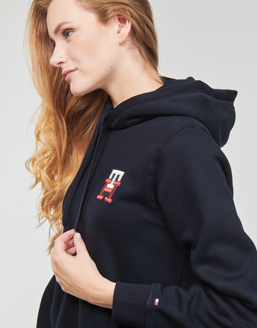 Tommy Hilfiger - REG MONOGRAM EMB HOODIE LS - Marine