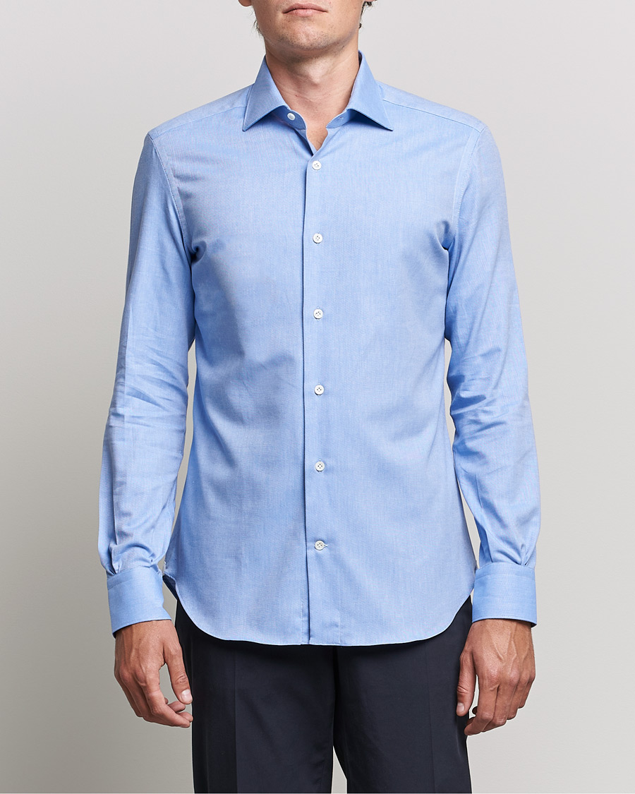 Mazzarelli Soft Twill Cotton Shirt Light Blue
