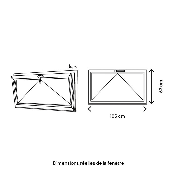 Fenêtre abattant PVC GoodHome blanc - l.100 x h.60 cm