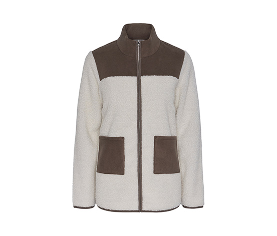 Teddy-Jacke, beige-braun