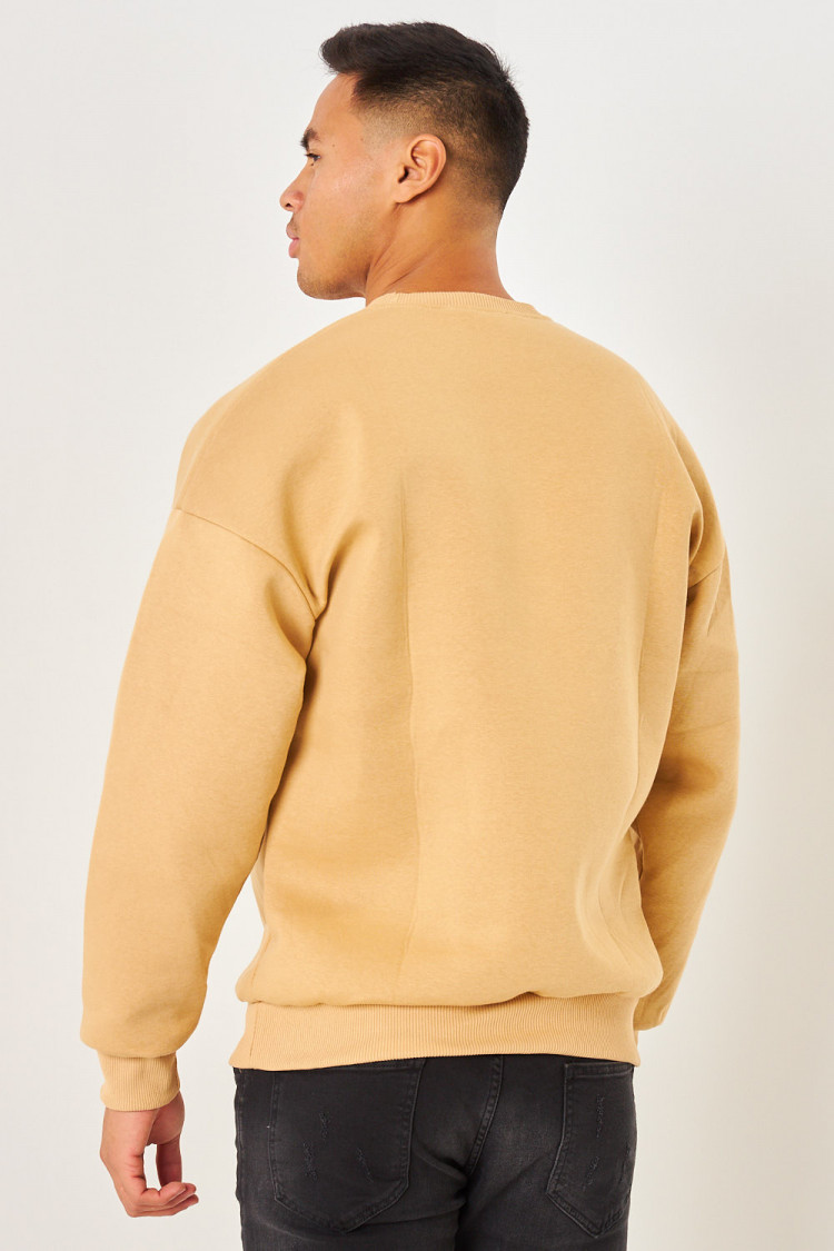 Sweat beige foncé à écusson 