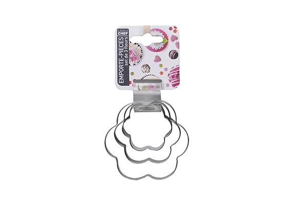 SET DE 3 EMPORTE PIECES FLEUR INOX