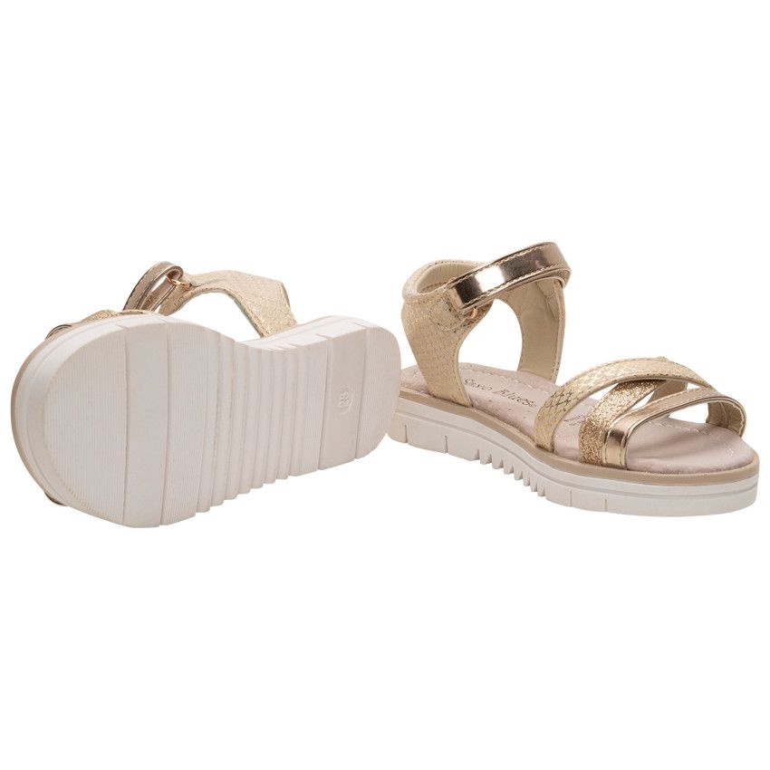Nu-pieds à brides dorées et touches de paillettes - Jaune