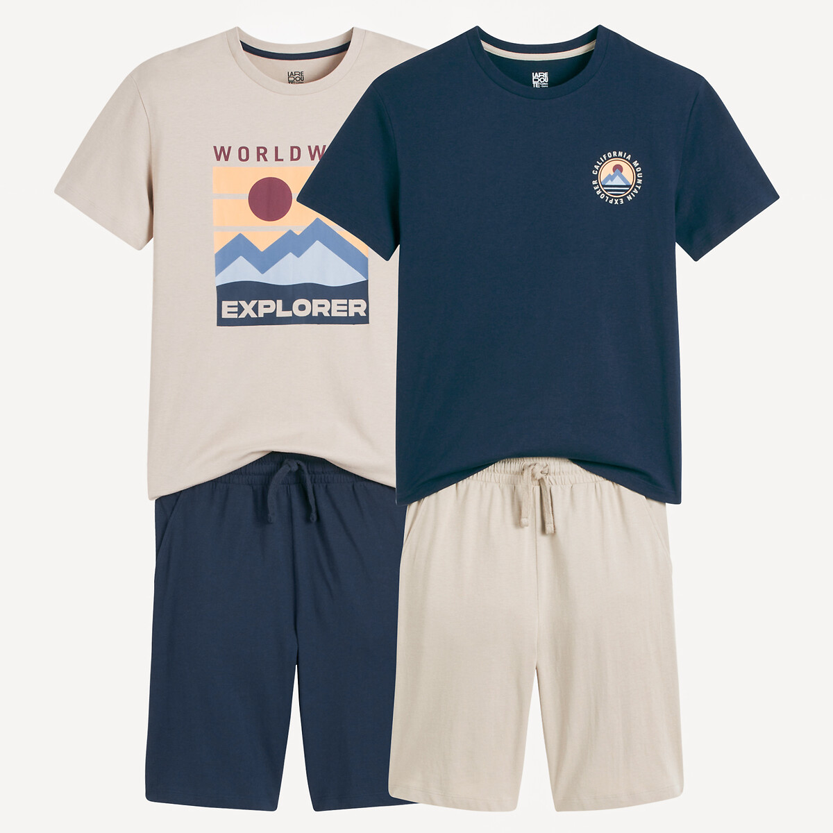 COLEÇÃO LA REDOUTE<br>Conjunto de 2 shorts de pijama de algodão com estampa de montanha