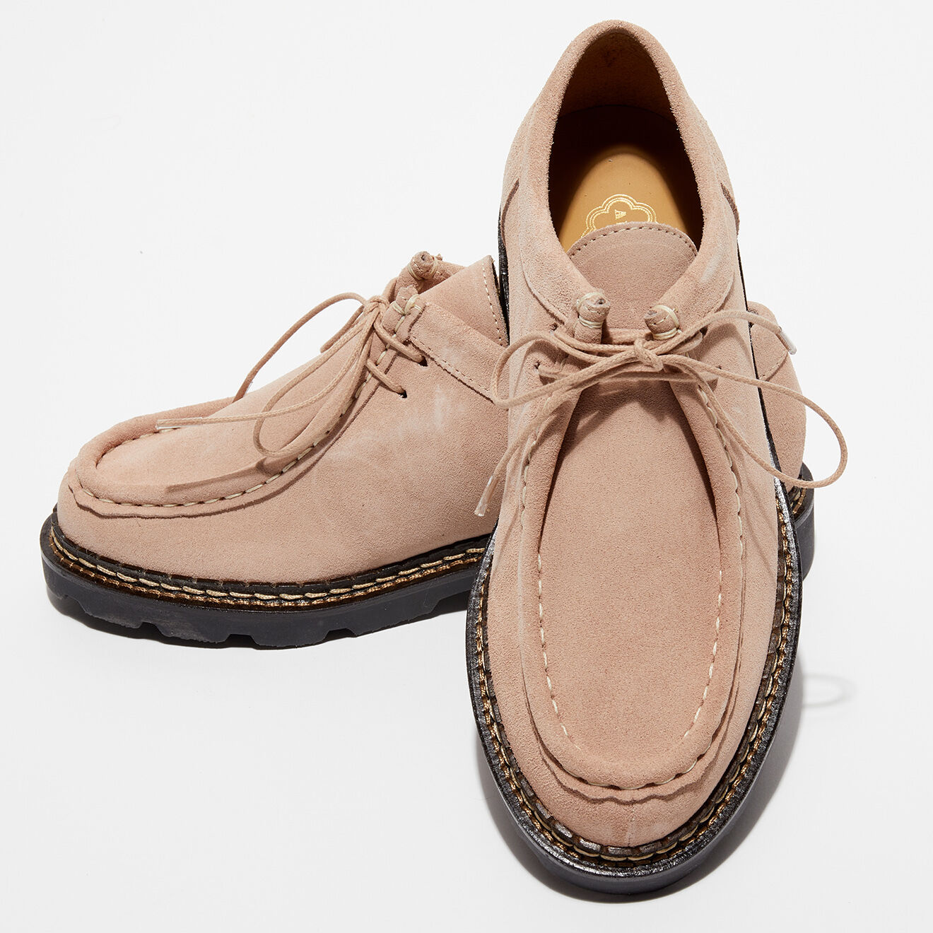 Apologie Studio Derbies en Velours de Cuir Loretta rose nude