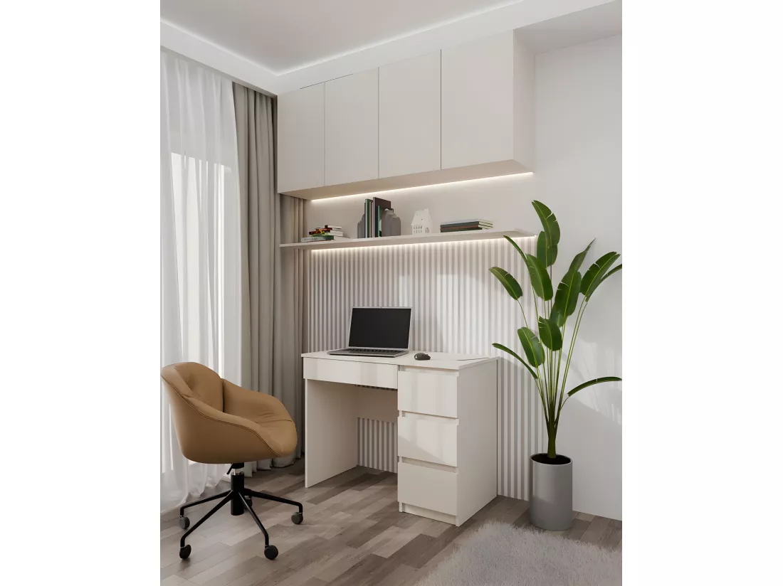 MESO - Bureau droit style moderne bureau/chambre - 98x51x76 cm - 4 tiroirs