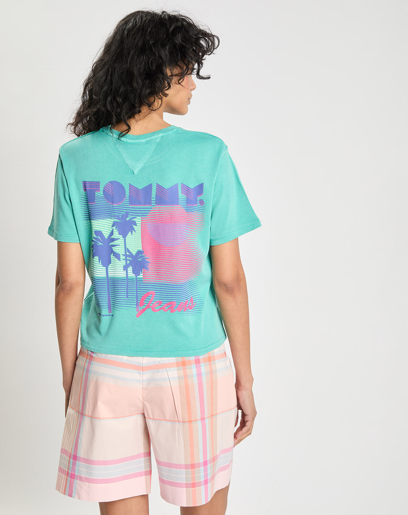 Tommy Jeans T-Shirt 100% Coton Bio Crop Vintage vert