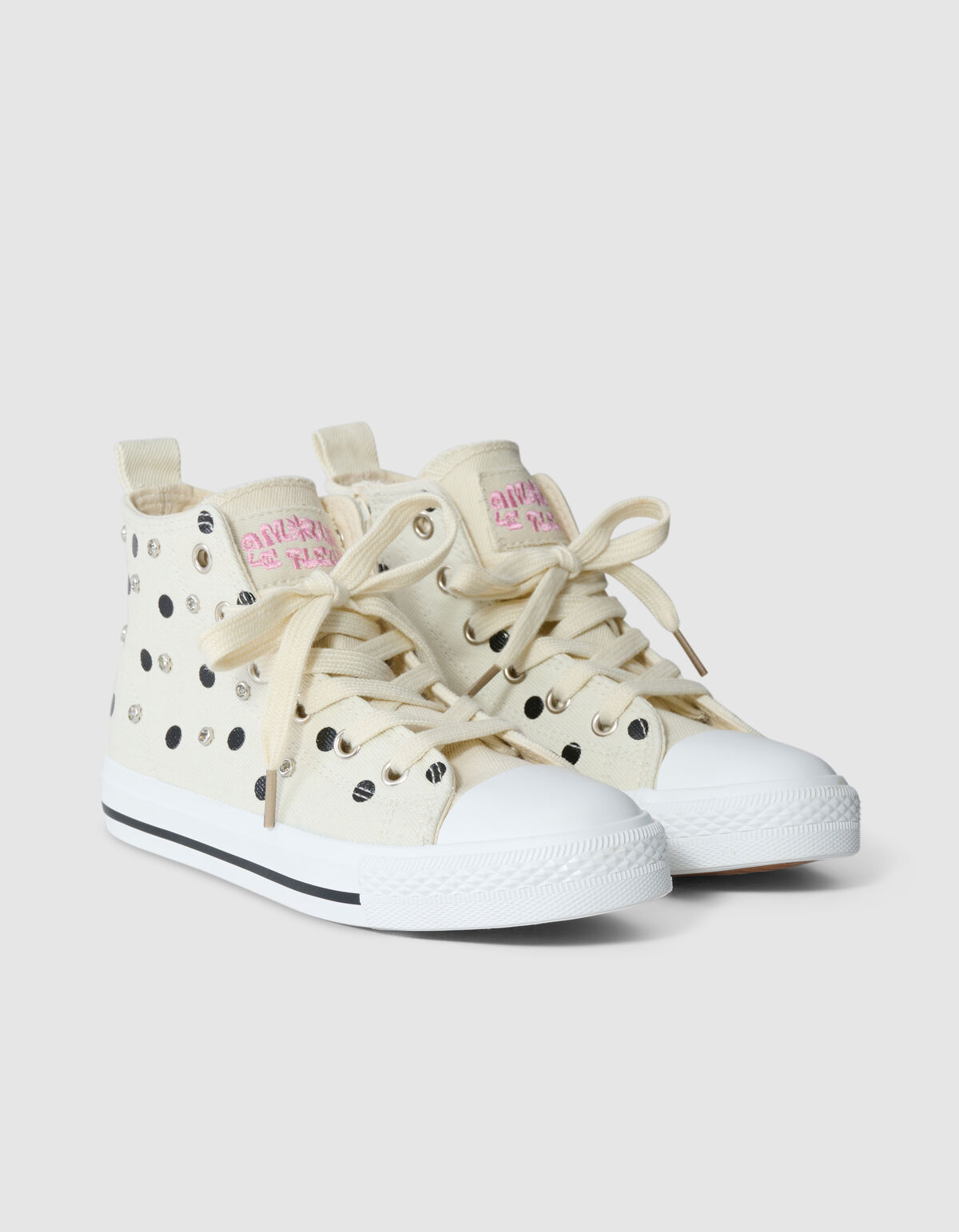 Polkadot Strass Sneakers Gebroken Wit