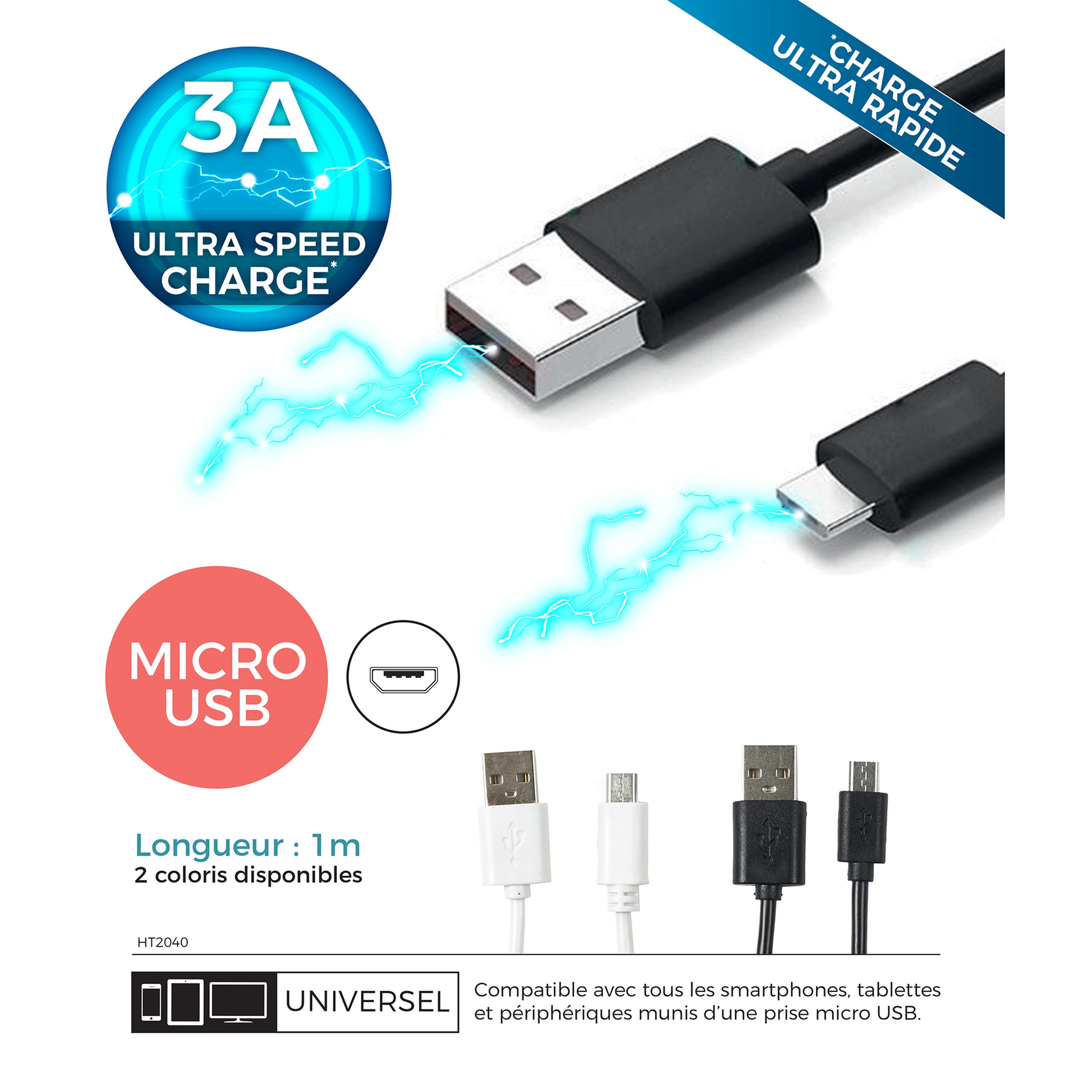 CABLE CHARGE ULTRA RAPIDE 3A MICRO USB