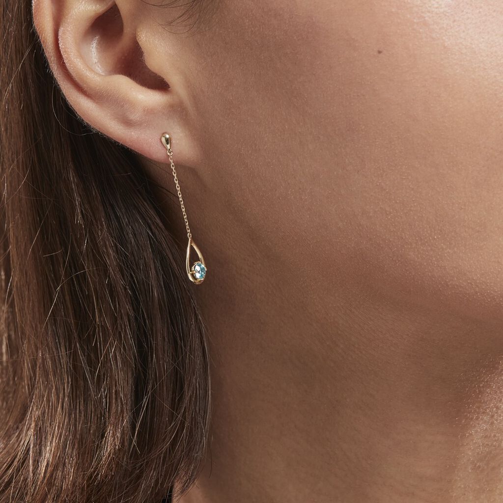 Boucles D'oreilles Pendantes Or Jaune Ossian Topaze