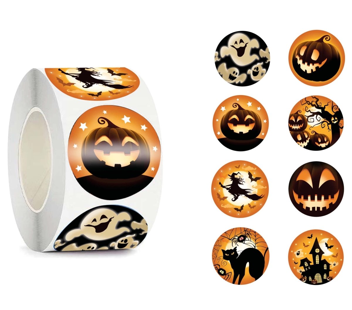 Halloween Stickers Zwart Oranje 200st