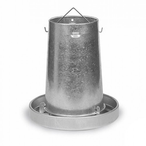Tremonha para aves em chapa de metal galvanizado na cor metálica