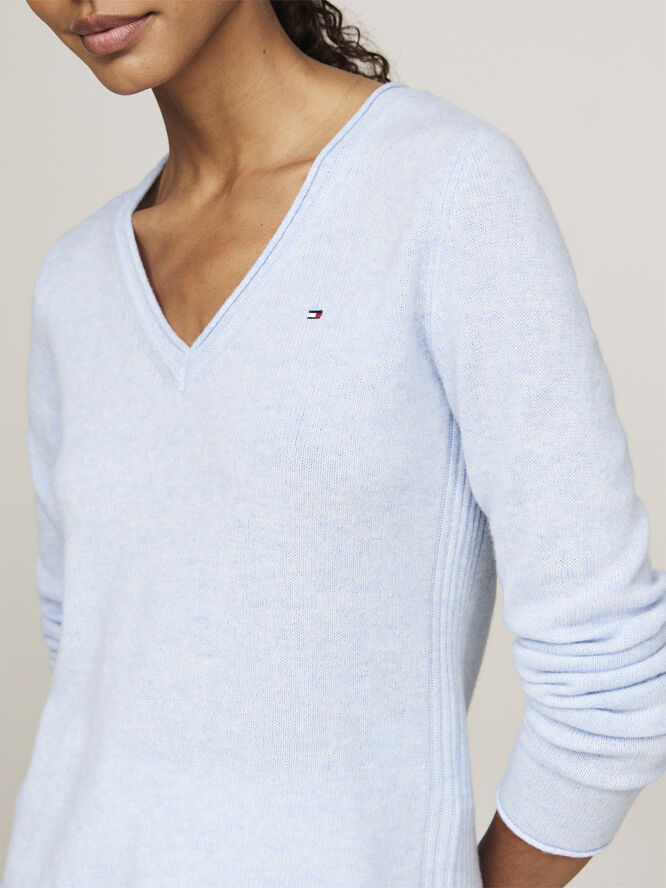 Tommy Hilfiger SOFT WOOL V-NK LS SWEATER Vessel blue heather