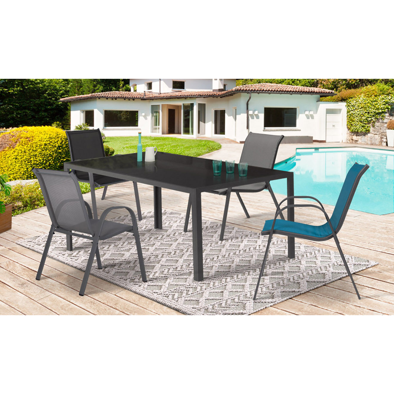Pratik Garden 4 Chaises de jardin multicolores -51.5x68x84 cm