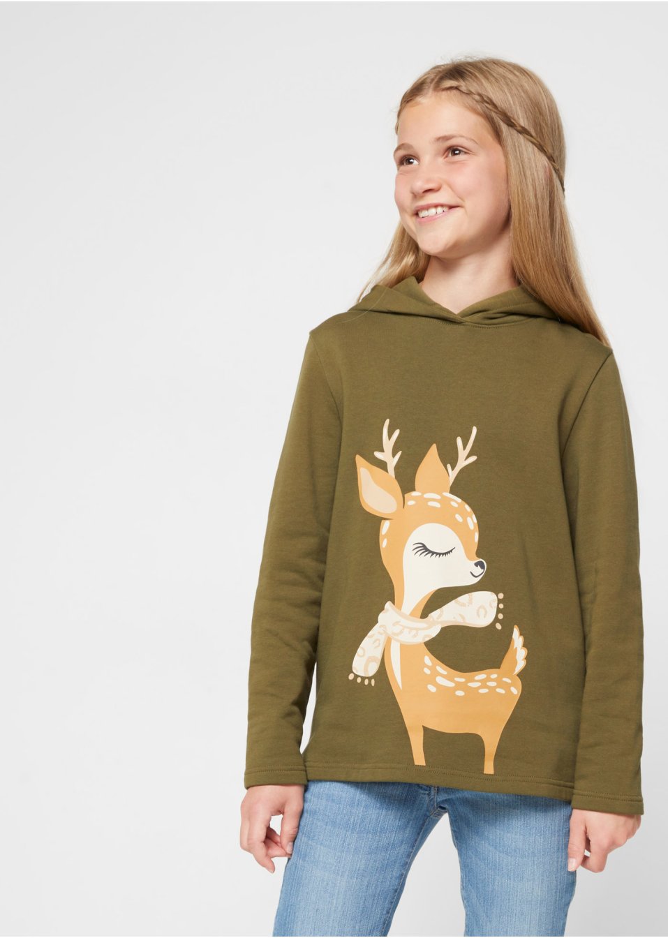 Sweat-shirt à capuche fille en coton