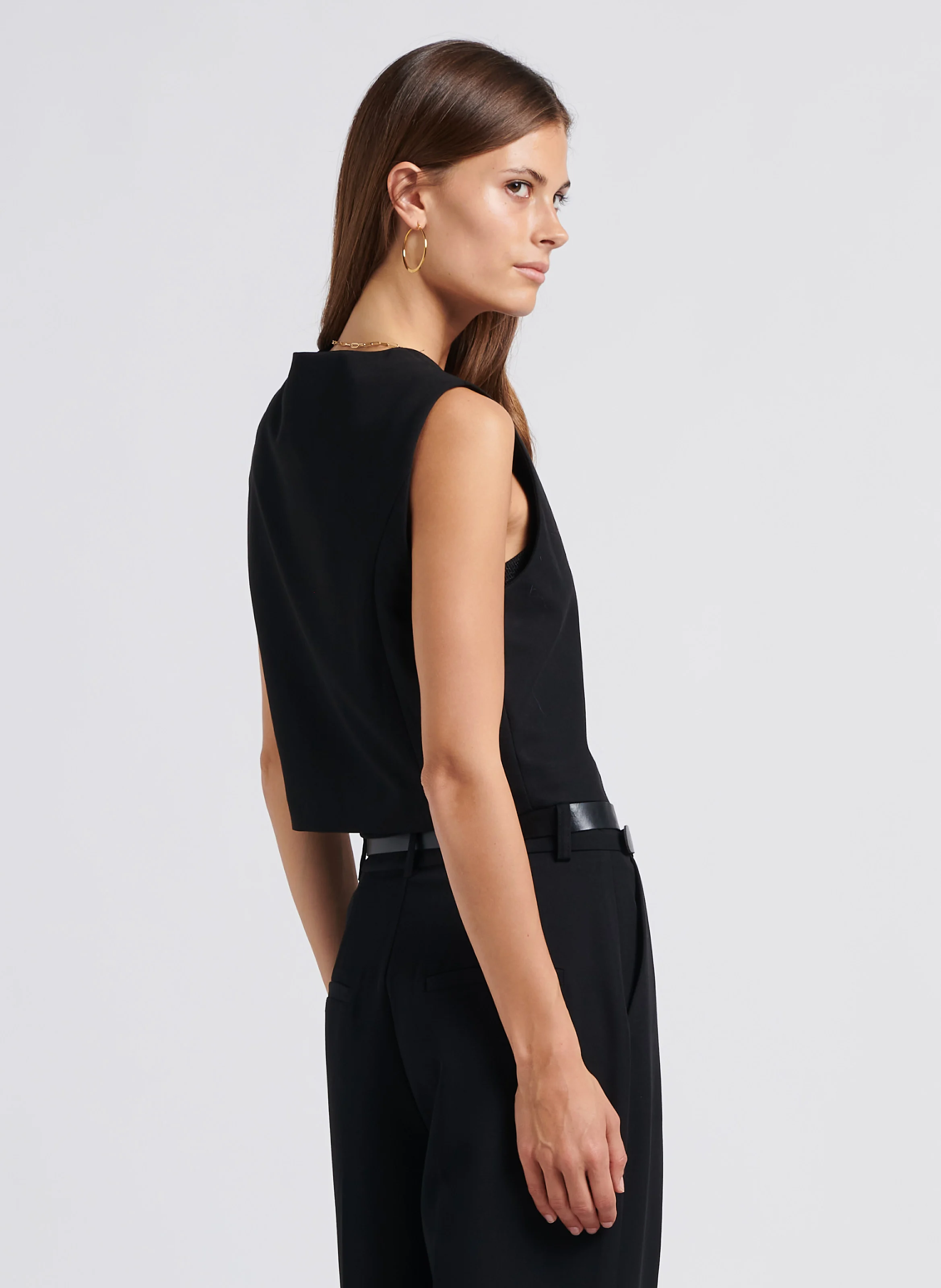 Gilet tailleur à col V| Noir