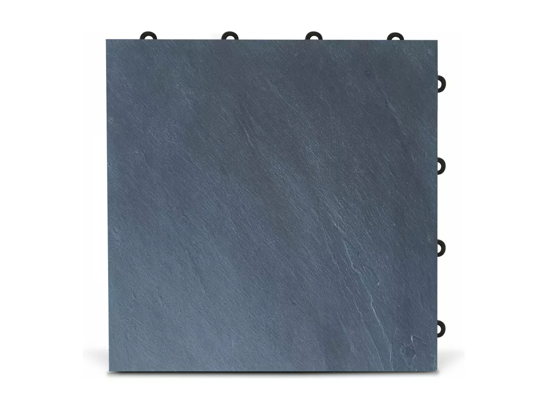 Lot de 16 dalles clipsables en pierre naturelle noir