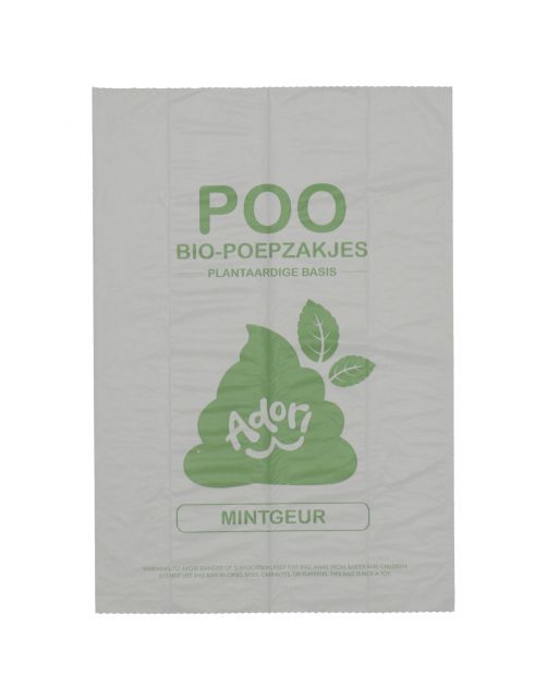 Adori Poo Bio-Poepzakjes - Hondenpoepzakjes - 22x32 cm 4x15 Zakjes Mintgeur