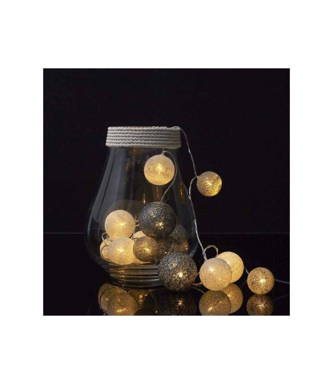 Paris Prix - Guirlande Lumineuse Led boule 360cm Gris