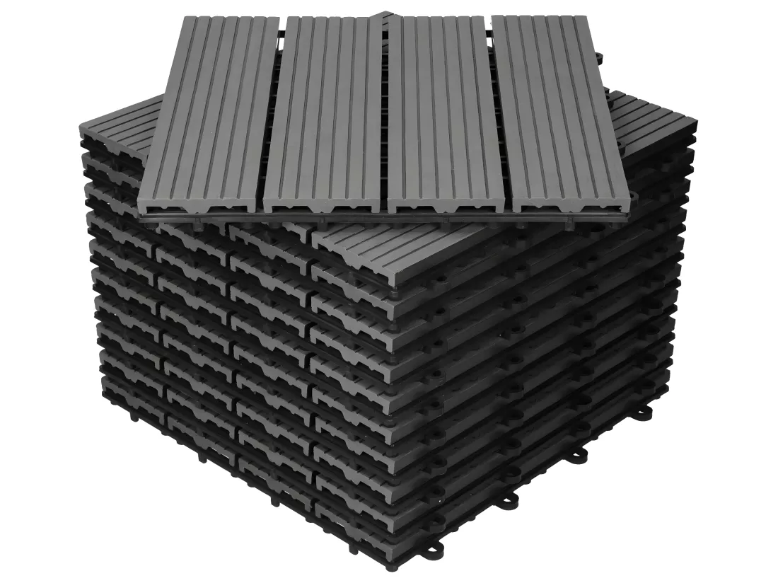 ECD Germany Lot de 55 Dalles de Terrase en WPC 30x30cm pour 5m² Anthracite Montage au Système de