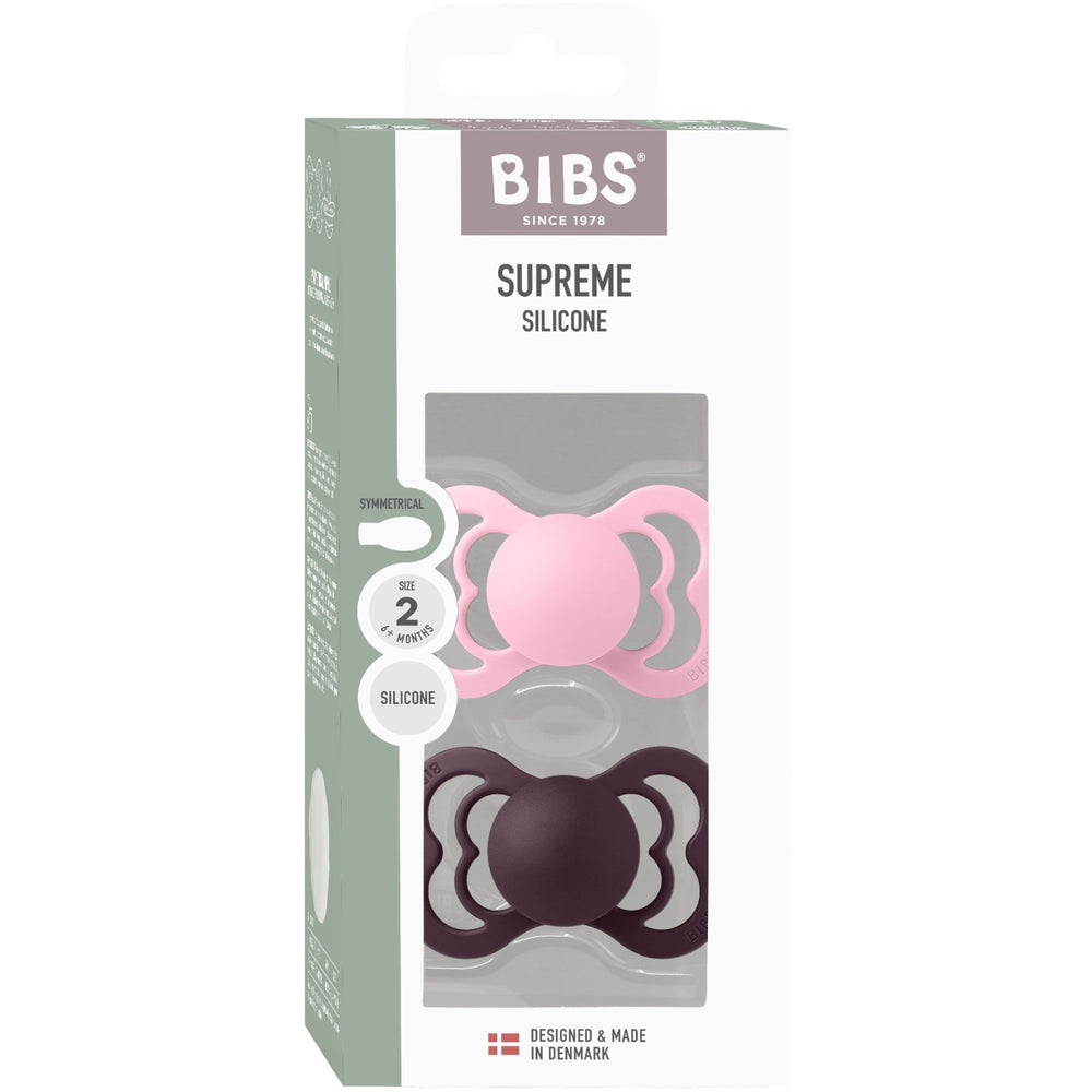 Køb Bibs Baby Pink/Plum Sut Supreme 2-Pak Silikone