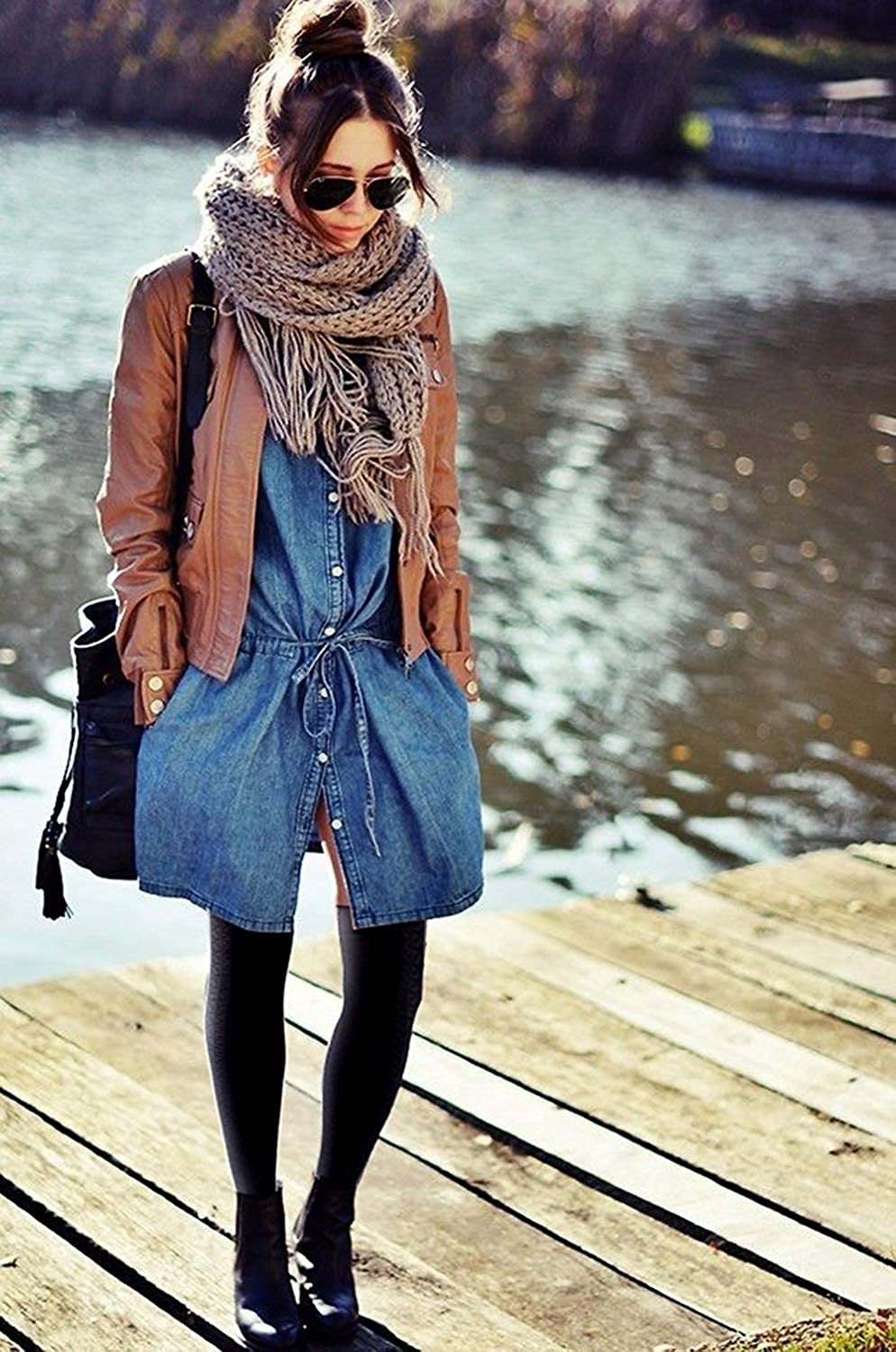 (1 Paar) Knie Socken Damen Over Knee Strümpfe (One Size) - Schwarz