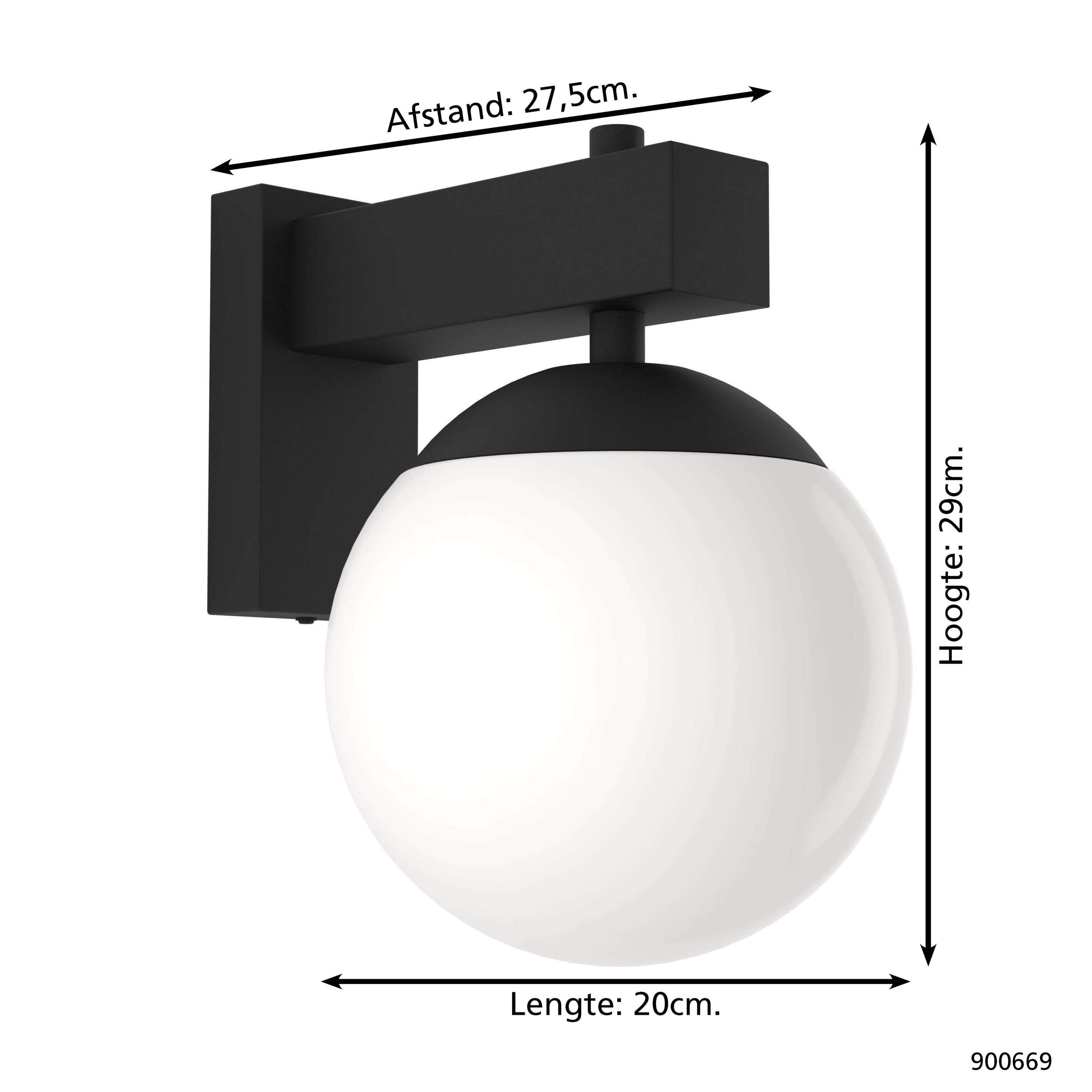 EGLO Bufalata Wandlamp - buitenverlichting - E27 - Zwart