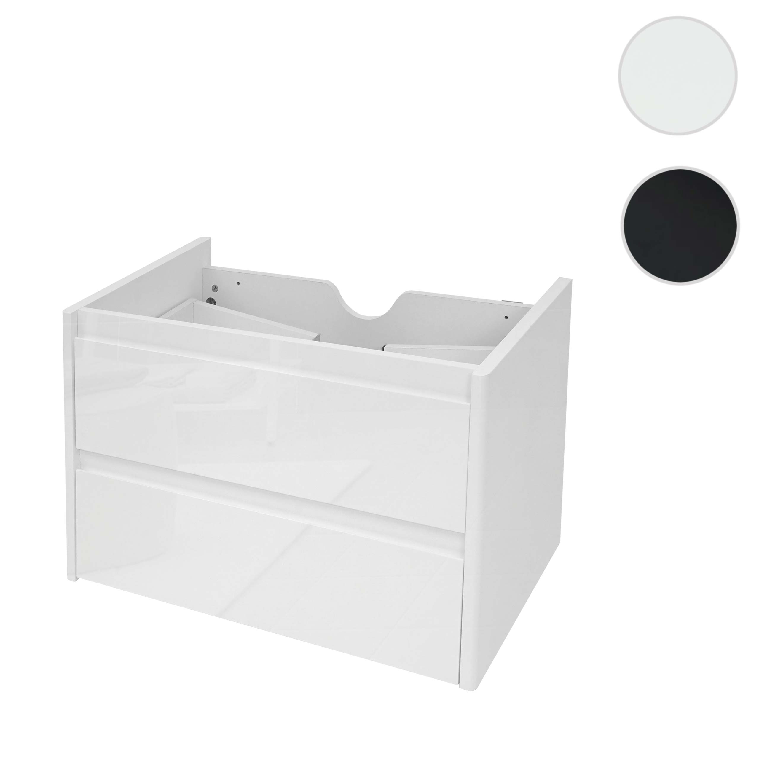 Waschbeckenunterschrank MCW-B19, Waschtischunterschrank Waschtisch Badezimmer, hochglanz Soft-Close 50x60cm ~ weiß