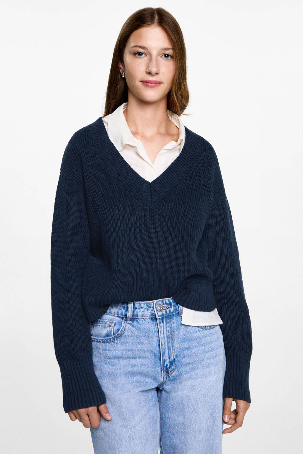 MANGO TEEN gebreide trui donkerblauw