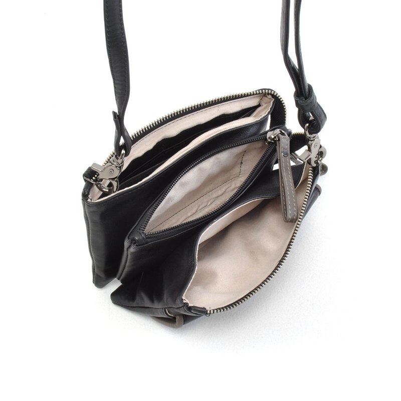 Berba Soft Crossbody Tas Zwart – Taupe