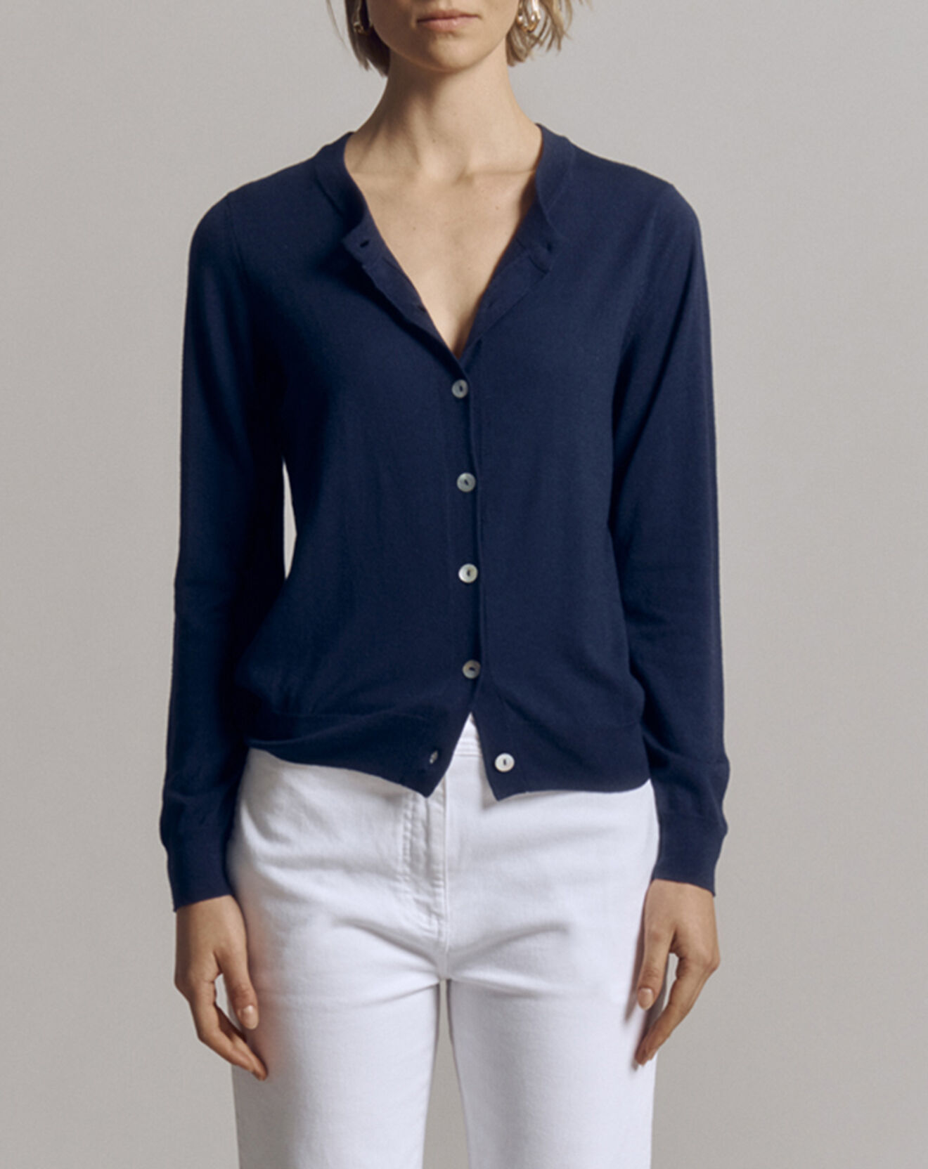 Devernois Gilet en Soie & Cachemire Galilée bleu marine