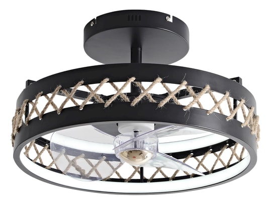PURLINE - Lampe à poser Lampe led à ventilateur avec détails de finition en corde ce...