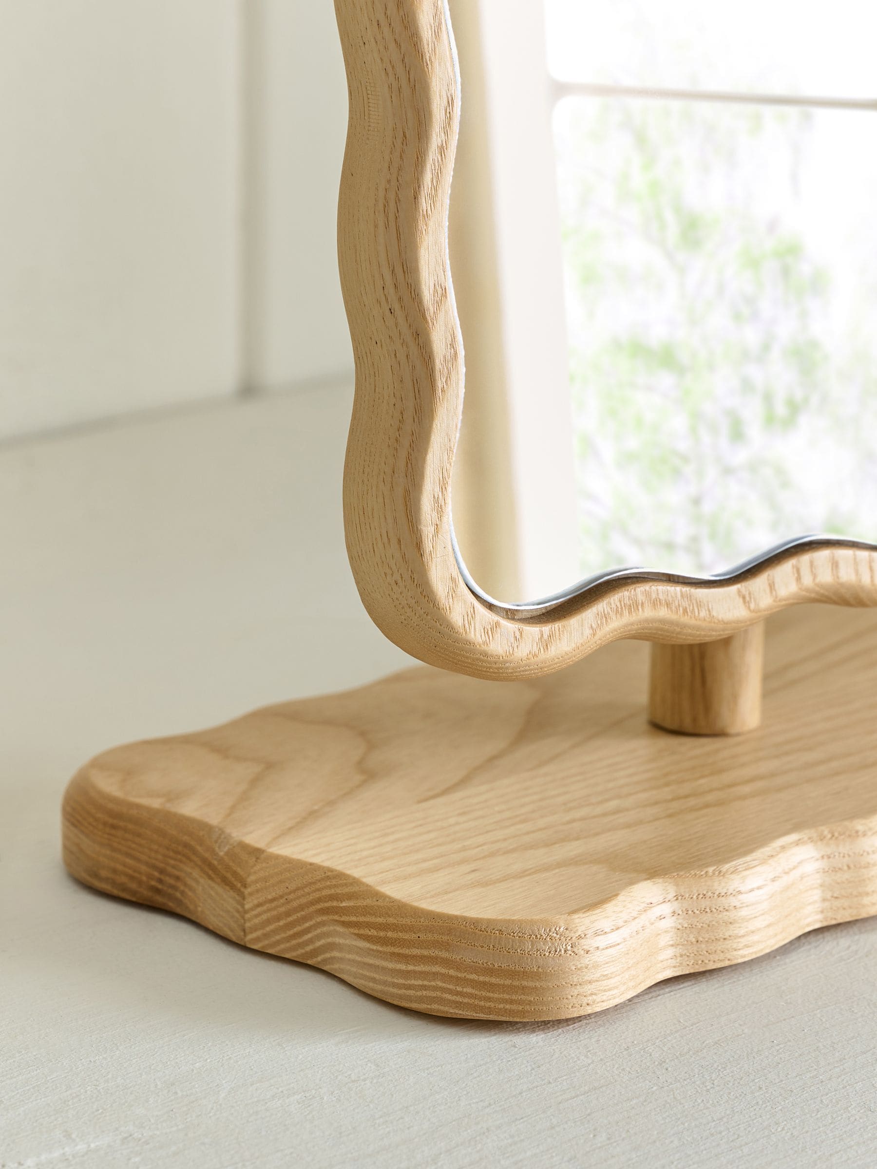Wooden Wavy Pine Dressing Table Mirror