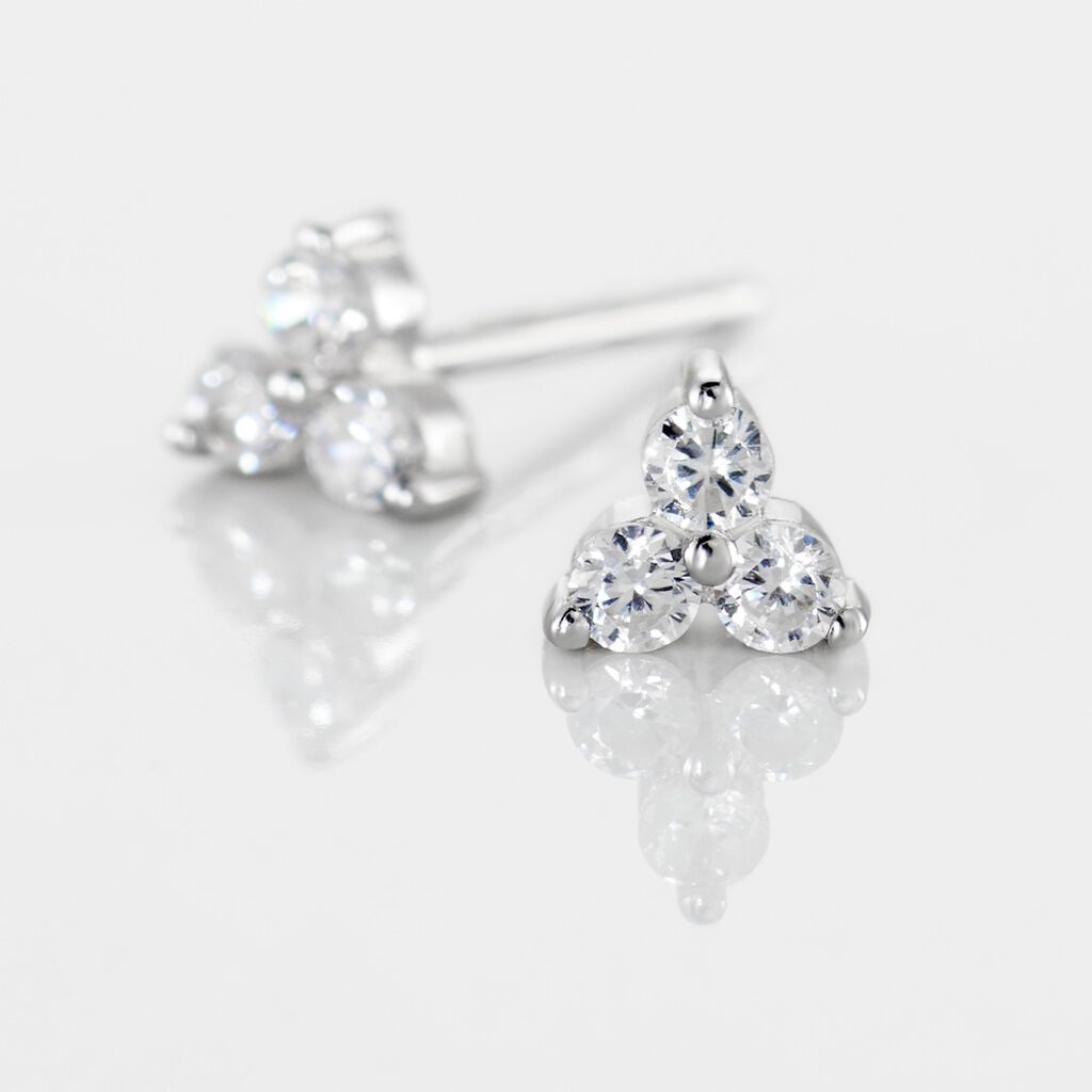 Boucles D'oreilles Puces Argent Blanc Ursmer Oxydes De Zirconium
