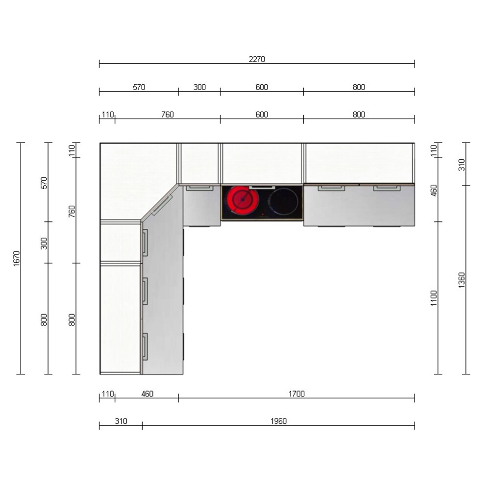 VICCO KÜCHENZEILE L 230CM KÜCHENBLOCK WINKEL ECK EINBAU SONOMA EICHE R-LINE