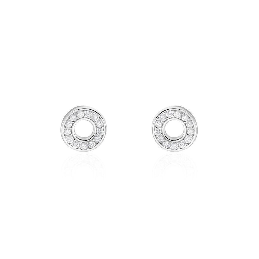Boucles D'oreilles Puces Argent Blanc Eujen Oxydes De Zirconium