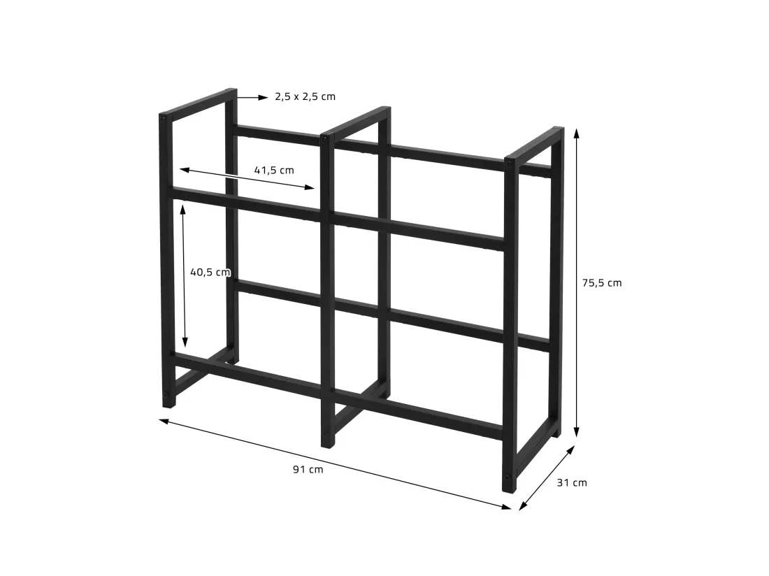 Étagère de rangement pour 4 caisses de boissons 91x31x75,5cm en acier anthracite