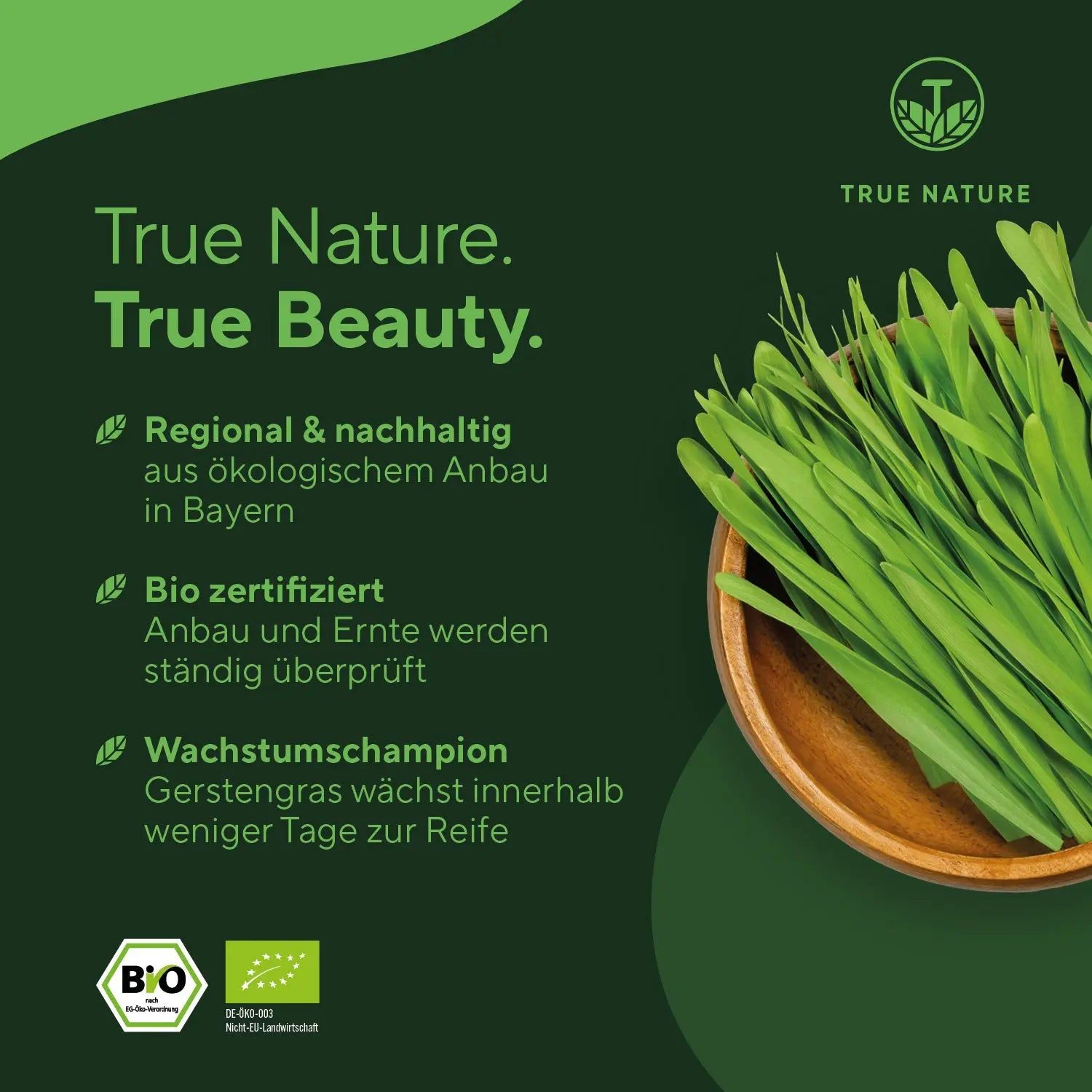 TRUE NATURE® Bio Gerstengras Kapseln - Deutscher Anbau