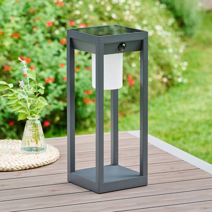 Lanterne solaire à détection de mouvement PIKY Graphite