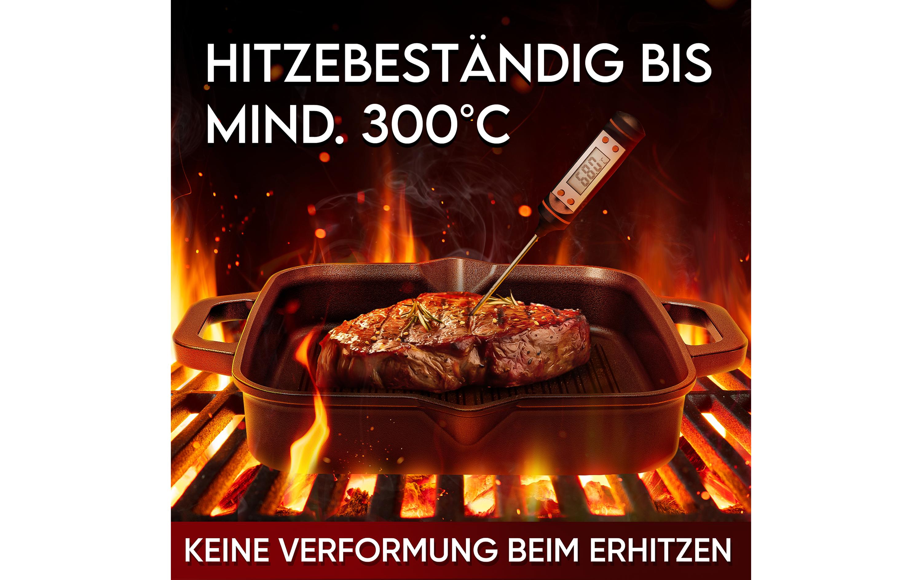 Grillpfanne 26 cm mit RingreinigerGusseisen Grillpfanne mit Ringreiniger