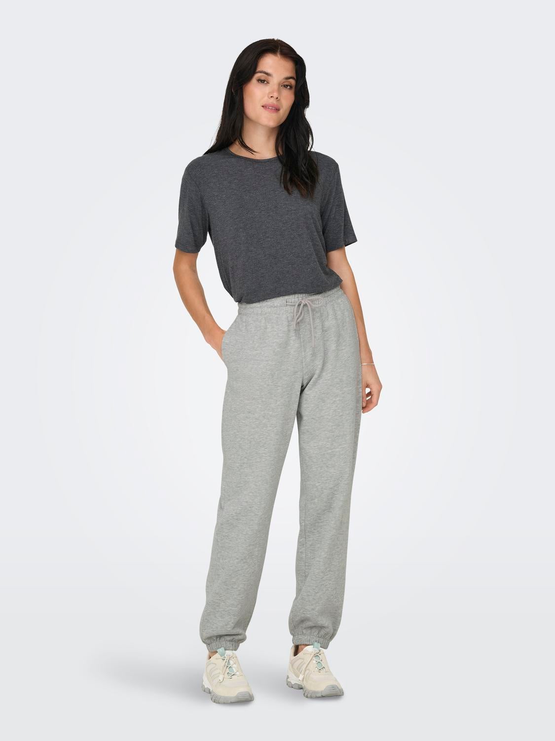 JDYSALLY Mittlere Taille Locker geschnitten Jogginghose Light Grey Melange