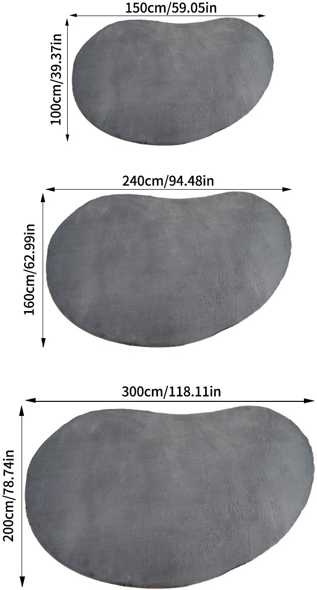 Bruno Banani Hochflor-Teppich »Rabbit 2 Bean, Kunstfell Teppich, Modern, besondere Form« U-förmig 25 mm Höhe Kaninchenfell-Haptik, Microfaser, Wohnzimmer, Schlafzimmer, Esszimmer
