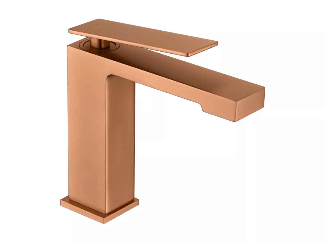 Robinet Mitigeur de Lavabo anti-calcaire Bec Bas Or Rose Cuivré IMEX PISA BDP048-1ORC