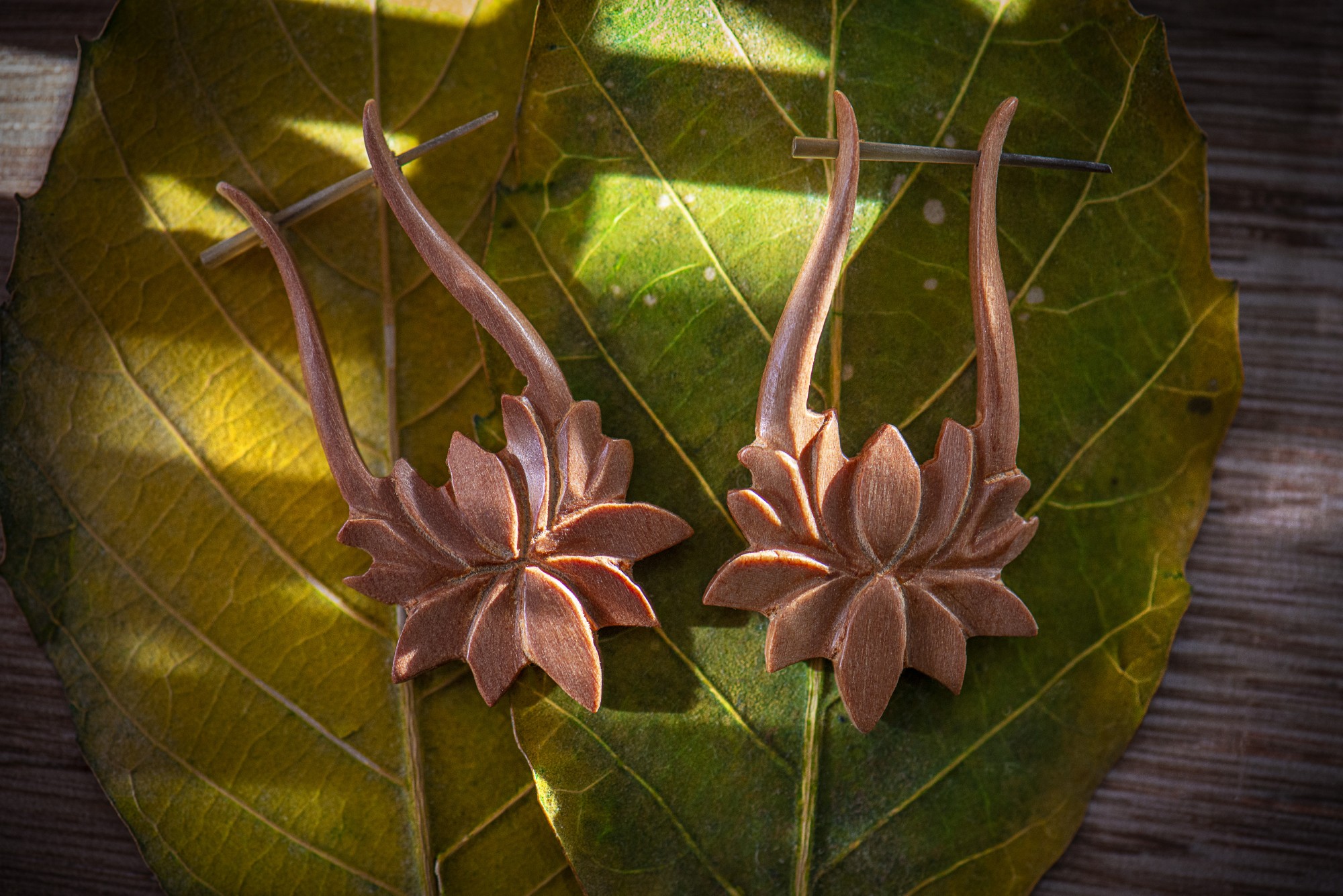 Ohrring 'Lotus', Suarholz, H 5 cm, B 2,5 cm günstig bestellen