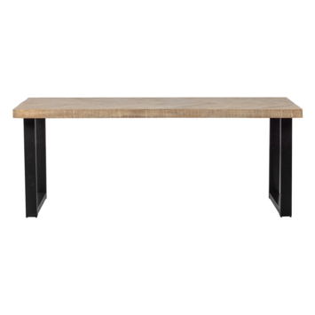 WOOOD Tablo eettafel mangohout whitewash visgraat met U-poot 180x90 cm