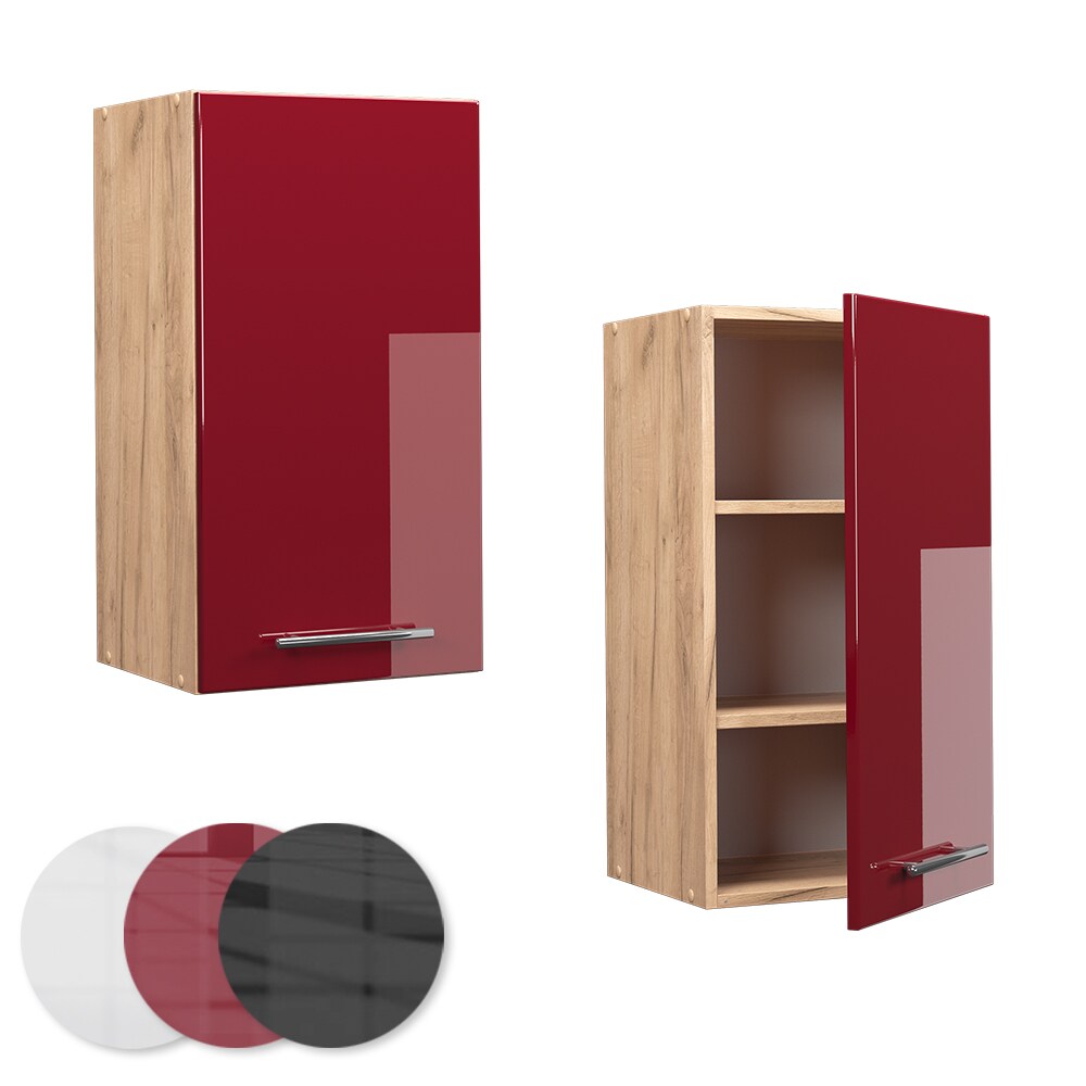 Vicco Hängeschrank Küchenschrank Küchenmöbel Fame-Line Eiche Rot Bordeaux modern 40 cm Küche Einbauküche Hängeschrank Drehtür Einlegeboden Küchenzeile Hochglanz