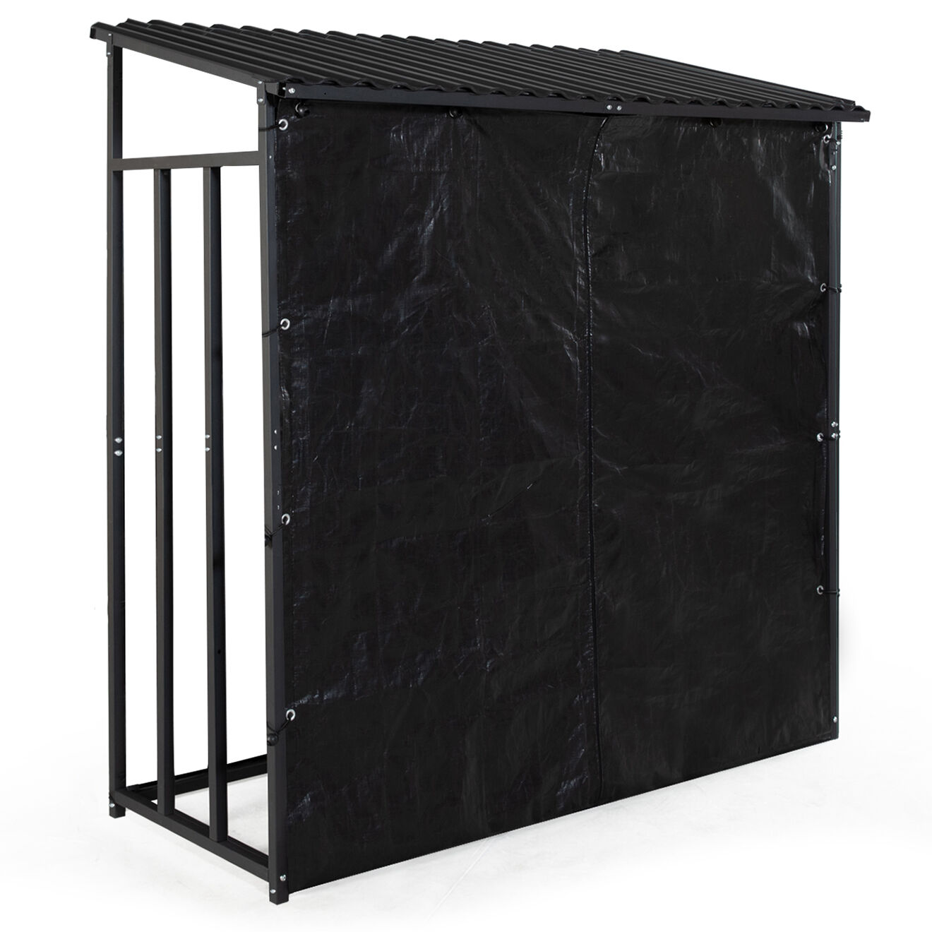 Pratik Garden Abri-bûches 3 stères avec housse de protection zippable noir - 185x70/90x170/185 cm