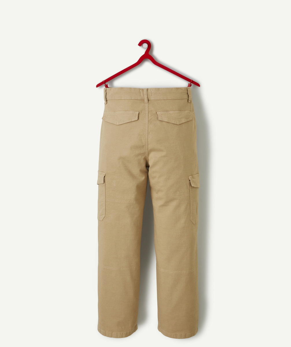 PANTALON BAGGY GARÇON BEIGE AUX POCHES CARGO